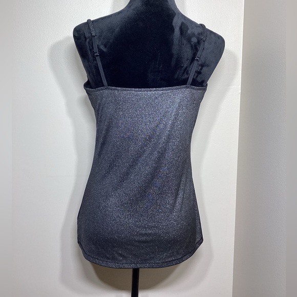 Express Silver Glitter and Black Tank Top with Built In Bra Size Large - Picture 2 of 7